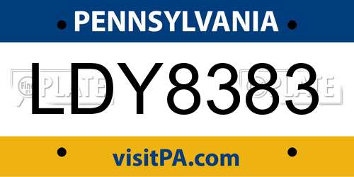 LDY8383 Pennsylvania License Plate