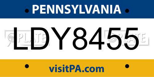 LDY8455 Pennsylvania License Plate