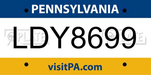 LDY8699 Pennsylvania License Plate