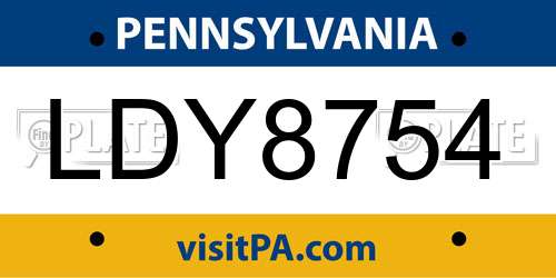 LDY8754 Pennsylvania License Plate