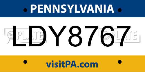 LDY8767 Pennsylvania License Plate