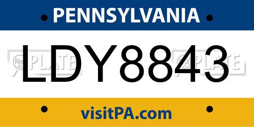 LDY8843 Pennsylvania License Plate