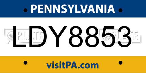 LDY8853 Pennsylvania License Plate