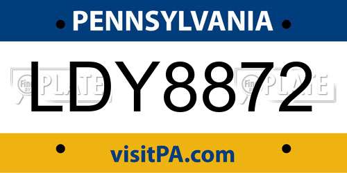 LDY8872 Pennsylvania License Plate