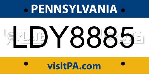 LDY8885 Pennsylvania License Plate