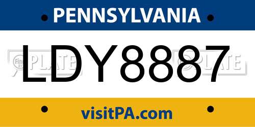 LDY8887 Pennsylvania License Plate