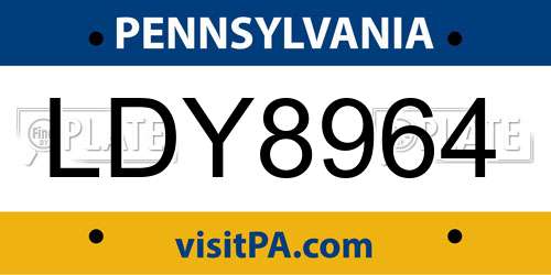 LDY8964 Pennsylvania License Plate