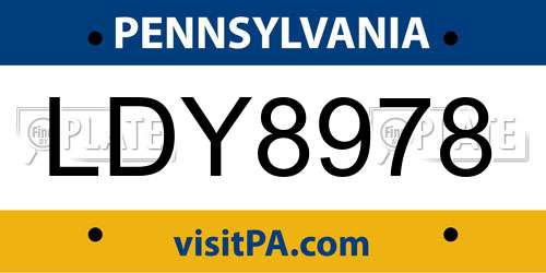 LDY8978 Pennsylvania License Plate