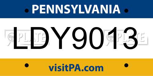 LDY9013 Pennsylvania License Plate