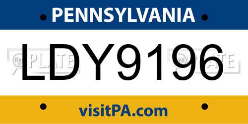 LDY9196 Pennsylvania License Plate