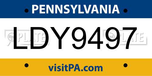 LDY9497 Pennsylvania License Plate