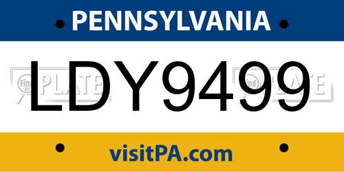 LDY9499 Pennsylvania License Plate