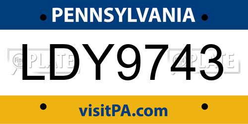 LDY9743 Pennsylvania License Plate
