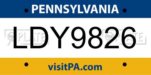 LDY9826 Pennsylvania License Plate