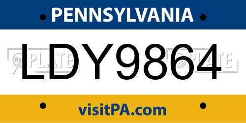 LDY9864 Pennsylvania License Plate