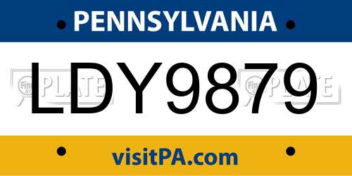 LDY9879 Pennsylvania License Plate