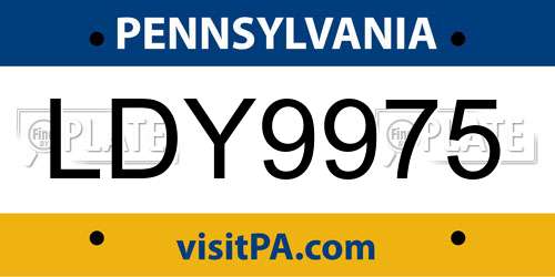 LDY9975 Pennsylvania License Plate