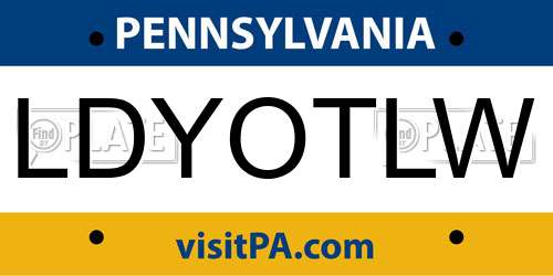 LDYOTLW Pennsylvania License Plate
