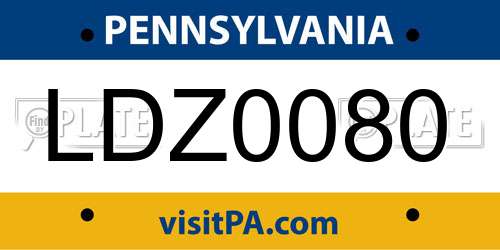 LDZ0080 Pennsylvania License Plate
