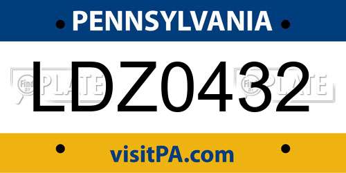LDZ0432 Pennsylvania License Plate