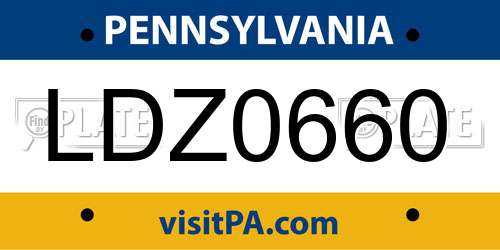 LDZ0660 Pennsylvania License Plate