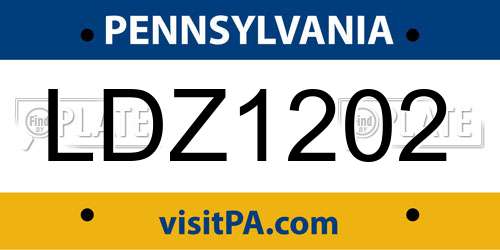 LDZ1202 Pennsylvania License Plate