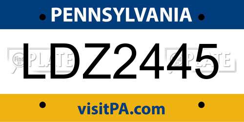 LDZ2445 Pennsylvania License Plate