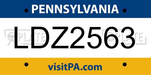 LDZ2563 Pennsylvania License Plate