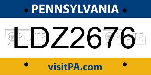 LDZ2676 Pennsylvania License Plate