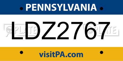 LDZ2767 Pennsylvania License Plate