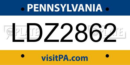LDZ2862 Pennsylvania License Plate
