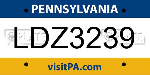 LDZ3239 Pennsylvania License Plate