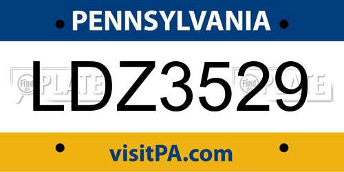 LDZ3529 Pennsylvania License Plate