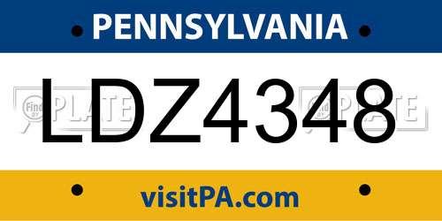 LDZ4348 Pennsylvania License Plate