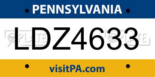 LDZ4633 Pennsylvania License Plate