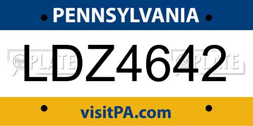 LDZ4642 Pennsylvania License Plate