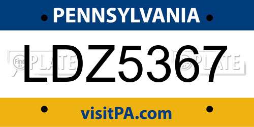 LDZ5367 Pennsylvania License Plate
