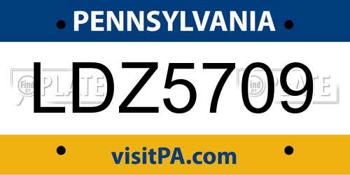 LDZ5709 Pennsylvania License Plate