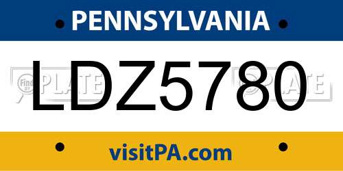 LDZ5780 Pennsylvania License Plate