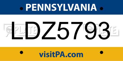 LDZ5793 Pennsylvania License Plate