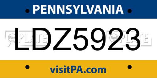 LDZ5923 Pennsylvania License Plate