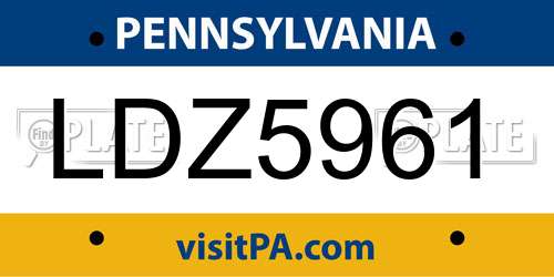 LDZ5961 Pennsylvania License Plate