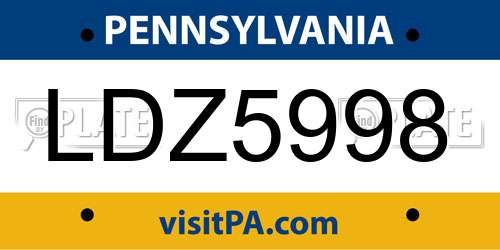LDZ5998 Pennsylvania License Plate