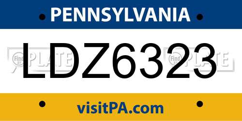 LDZ6323 Pennsylvania License Plate