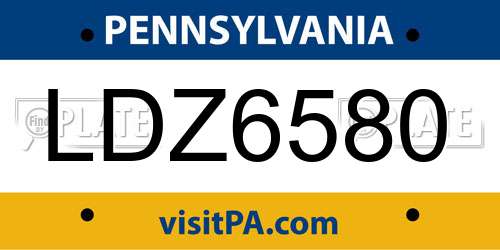 LDZ6580 Pennsylvania License Plate