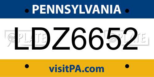 LDZ6652 Pennsylvania License Plate
