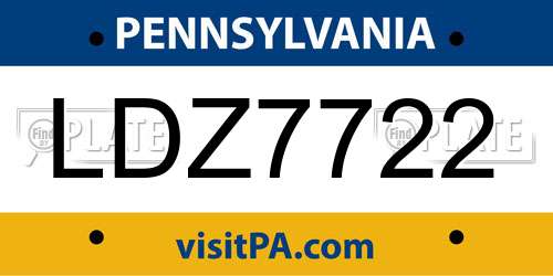 LDZ7722 Pennsylvania License Plate