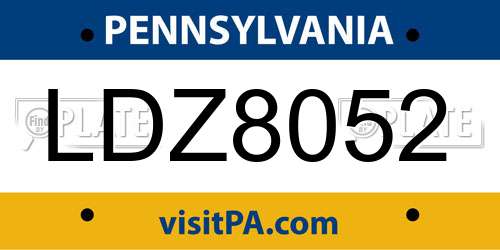 LDZ8052 Pennsylvania License Plate