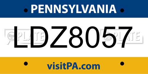 LDZ8057 Pennsylvania License Plate