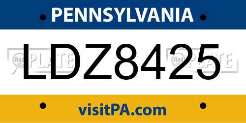 LDZ8425 Pennsylvania License Plate